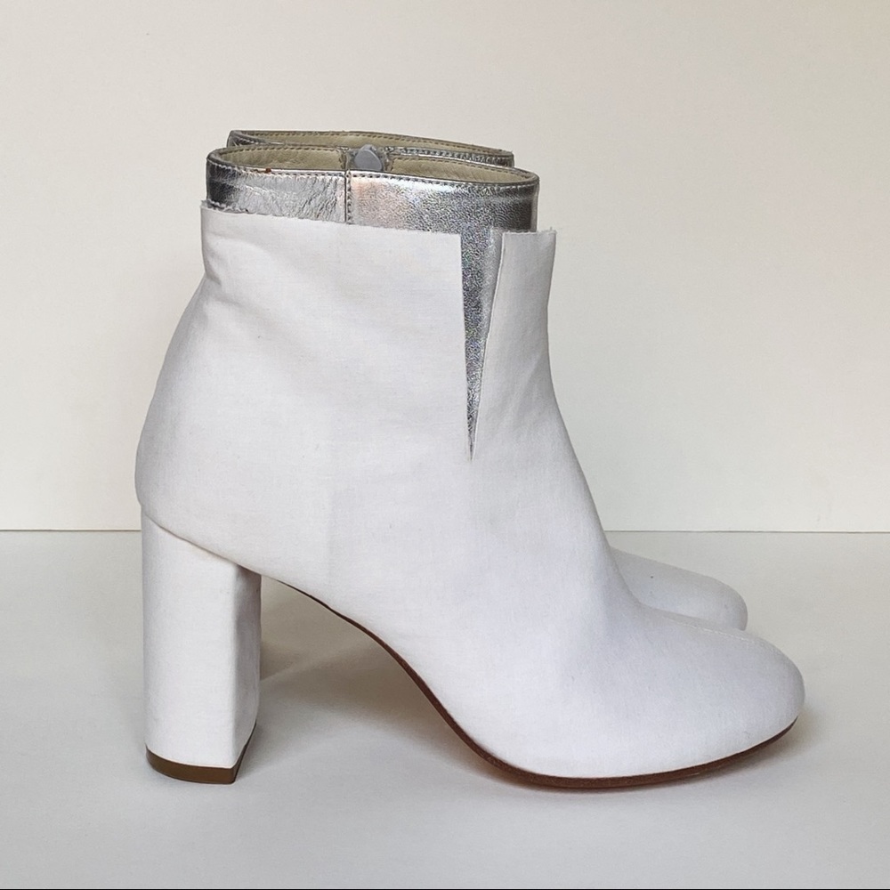 MM6 Maison Margiela White & Silver Ankle Boots